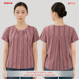 Bobson Japanese Ladies Basic Woven Shirt Boxy Fit 189665 (Pink)