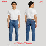 Bobson Japanese Men's Basic Denim Pants Skinny Mid Waist 185893 (Light Shade)