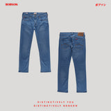 Bobson Japanese Men's Basic Denim Pants Skinny Mid Waist 185893 (Light Shade)
