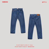 Bobson Japanese Men's Basic Denim Pants Classic Mid Waist 192685 (Medium Shade)