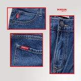 Bobson Japanese Men's Basic Denim Pants Classic Mid Waist 192685 (Medium Shade)