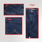 Bobson Japanese Men's Basic Denim Pants Super Skinny Mid Waist 186819 (Dark Shade)