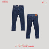 Bobson Japanese Men's Basic Denim Pants Super Skinny Mid Waist 186819 (Dark Shade)