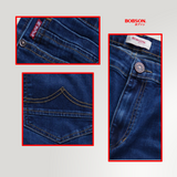 Bobson Japanese Men's Basic Denim Pants Skinny Mid Waist 188462 (Dark Shade)