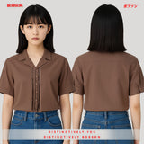 Bobson Japanese Ladies Basic Woven Shirt Boxy Fit 186911 (Taupe)
