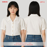 Bobson Japanese Ladies Basic Woven Shirt Boxy Fit 186911 (White)