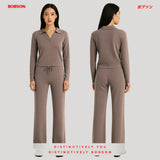 Bobson Japanese Ladies Basic Non-Denim Flared Pants 190915 (Brown)