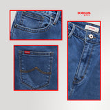 Bobson Japanese Ladies Basic Denim Pants Mom Jeans 190195-U (Light Shade)