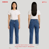 Bobson Japanese Ladies Basic Denim Pants Mom Jeans 190195-U (Light Shade)