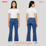 Bobson Japanese Ladies Basic Denim Pants Flared Jeans 192183-U (Light Shade)