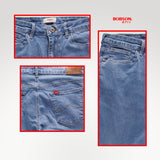Bobson Japanese Ladies Basic Denim Pants Boyfriend Jeans 191713-U (Light Shade)