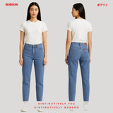 Bobson Japanese Ladies Basic Denim Pants Boyfriend Jeans 191713-U (Light Shade)