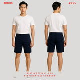 Bobson Japanese Men's Basic Non-Denim Tapered Short Mid Waist 194710 (Navy)