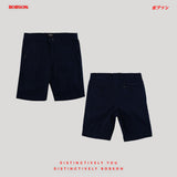 Bobson Japanese Men's Basic Non-Denim Tapered Short Mid Waist 194710 (Navy)