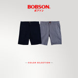 Bobson Japanese Men's Basic Non-Denim Tapered Short Mid Waist 194710 (White Blue)