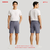 Bobson Japanese Men's Basic Non-Denim Tapered Short Mid Waist 194710 (White Blue)