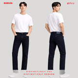 Bobson Japanese Men's Basic Denim Pants Skinny Mid Waist 195267 (Black)