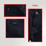 Bobson Japanese Men's Basic Denim Pants Skinny Mid Waist 195267 (Black)