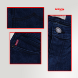 Bobson Japanese Men's Basic Denim Pants Relaxed Fitting Mid Waist 194089-U (Dark Shade)