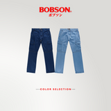 Bobson Japanese Men's Basic Denim Pants Cargo Jeans Mid Waist 194766 (Medium Shade)