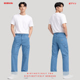 Bobson Japanese Men's Basic Denim Pants Cargo Jeans Mid Waist 194766 (Medium Shade)