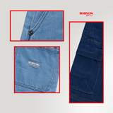 Bobson Japanese Men's Basic Denim Pants Cargo Jeans Mid Waist 194766 (Medium Shade)