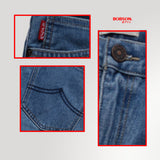 Bobson Japanese Men's Basic Denim Pants Classic Fitting Mid Waist 193375 (Light Shade)