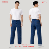 Bobson Japanese Men's Basic Denim Pants Cargo Jeans Mid Waist 195945 (Dark Shade)