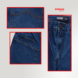 Bobson Japanese Men's Basic Denim Pants Cargo Jeans Mid Waist 195945 (Dark Shade)