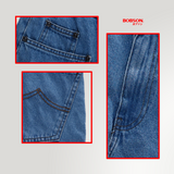 Bobson Japanese Men's Basic Denim Pants Cargo Jeans Mid Waist 195945 (Medium Shade)