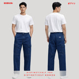 Bobson Japanese Men's Basic Denim Pants Cargo Jeans Mid Waist 194748 (Dark Shade)