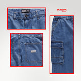 Bobson Japanese Men's Basic Denim Pants Cargo Jeans Mid Waist 194849 (Medium Shade)