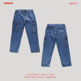 Bobson Japanese Men's Basic Denim Pants Cargo Jeans Mid Waist 194849 (Medium Shade)