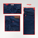 Bobson Japanese Men's Basic Denim Pants Slim Straight Mid Waist 194077-U (Medium Shade)