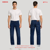 Bobson Japanese Men's Basic Denim Pants Slim Straight Mid Waist 194077-U (Medium Shade)