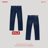 Bobson Japanese Men's Basic Denim Pants Slim Straight Mid Waist 194077-U (Medium Shade)