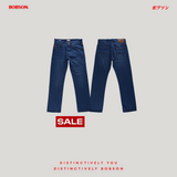 Bobson Japanese Men's Basic Denim Pants Slim Straight Mid Waist 194099-U (Medium Shade)