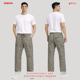 Bobson Japanese Men's Basic Non-Denim Pants Cargo Pants Mid Waist 195647-U (Beige)