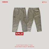 Bobson Japanese Men's Basic Non-Denim Pants Cargo Pants Mid Waist 195647-U (Beige)