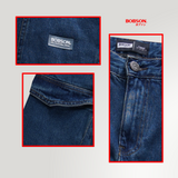 Bobson Japanese Men's Basic Denim Pants Cargo Jeans Mid Waist 194814 (Dark Shade)