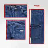 Bobson Japanese Men's Basic Denim Pants Cargo Jeans Mid Waist 194867 (Medium Shade)