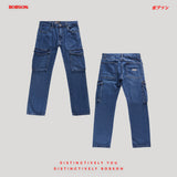 Bobson Japanese Men's Basic Denim Pants Cargo Jeans Mid Waist 194867 (Medium Shade)