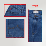 Bobson Japanese Men's Basic Denim Pants Relaxed Fitting Mid Waist 192390-U (Light Shade)