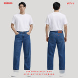 Bobson Japanese Men's Basic Denim Pants Relaxed Fitting Mid Waist 192390-U (Light Shade)