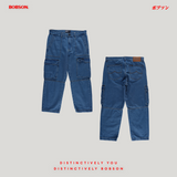 Bobson Japanese Men's Basic Denim Pants Cargo Jeans Mid Waist 194820 (Light Shade)