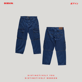 Bobson Japanese Men's Basic Denim Pants Cargo Jeans Mid Waist 194826 (Dark Shade)