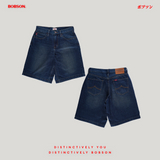 Bobson Japanese Men's Basic Denim Jorts Mid Waist 194919 (Dark Shade)