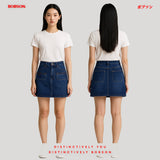 Bobson Japanese Ladies Basic Denim Cargo Skirt 190849 (Dark Shade)
