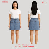 Bobson Japanese Ladies Basic Denim Cargo Skirt 190849 (Medium Shade)