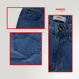 Bobson Japanese Ladies Basic Denim Pants Wide Straight Fitting 192116-U (Light Shade)